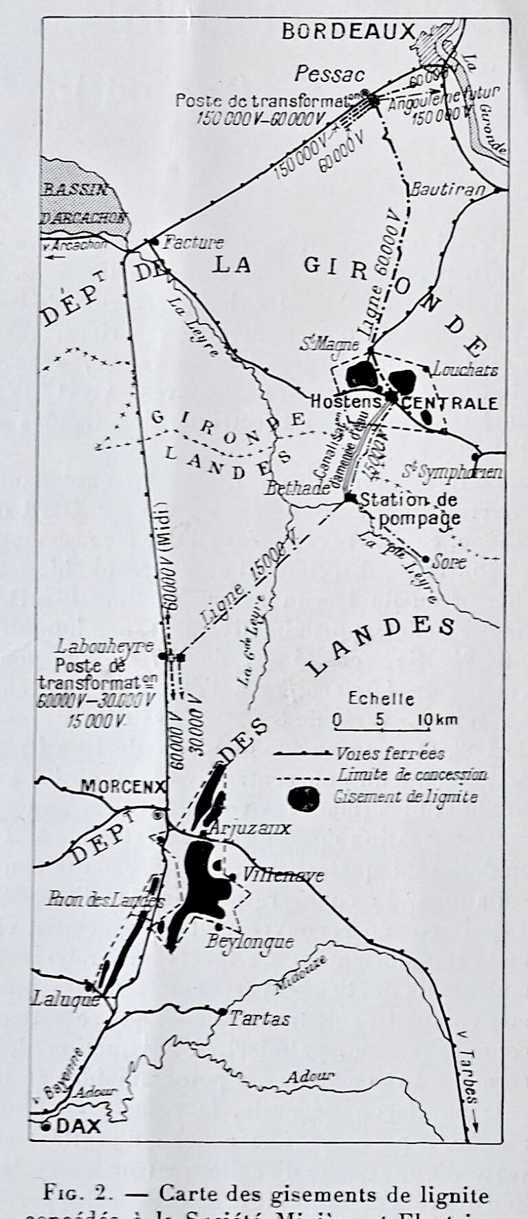 carte des gisements de lignite